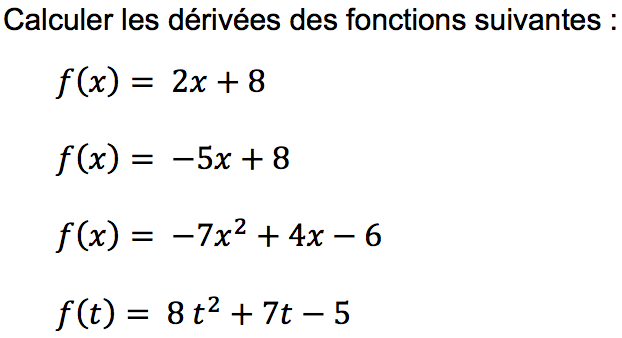 calcul dérivées